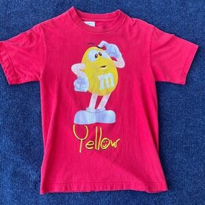 Vintage M&M's Yellow Character Red T Shirt Mens Size Small Cartoon Candy
